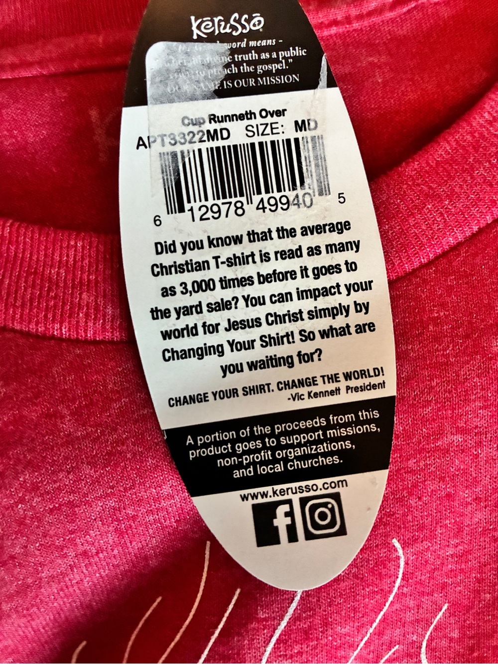Short Sleeve Ramen Cup of Noodle My Cup Runneth Over Bible Tee, Red, Medium NEW - Picture 6 of 6